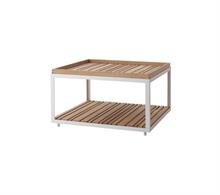 sofabord med teaktræ - Cane-line level sofabord - 79x79 cm - hvid
